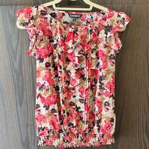 Express Women's Floral Ruffled Babydoll Fairy Blouse, New with Tags, Small
